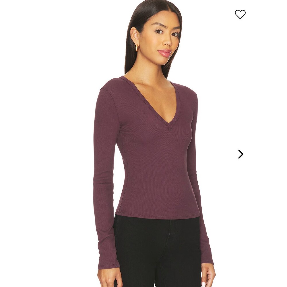 Free People NWT We The Free Neria Longsleeve Thermal V Neck in Vintage Grape M